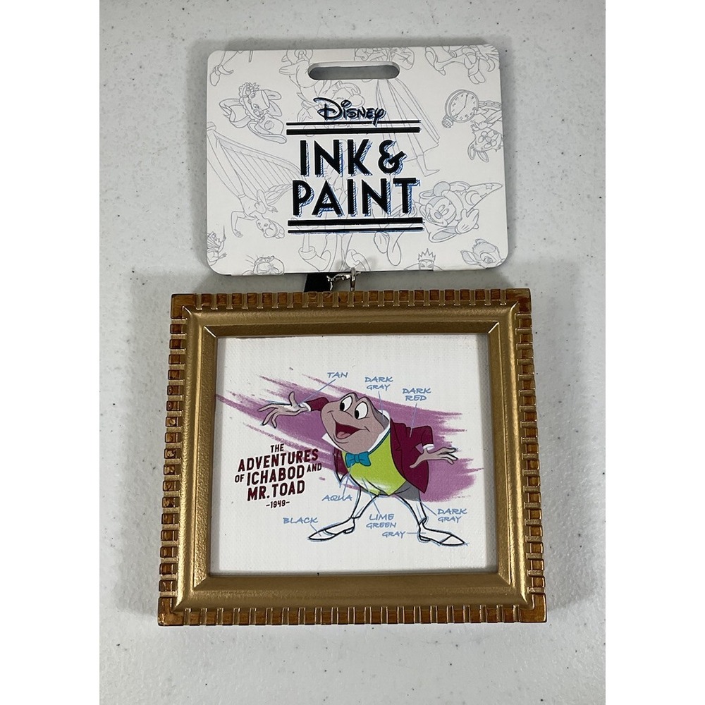 MR TOAD & ICHOBOD CRANE Disney Parks INK & PAINT Christmas Canvass Ornament 2020